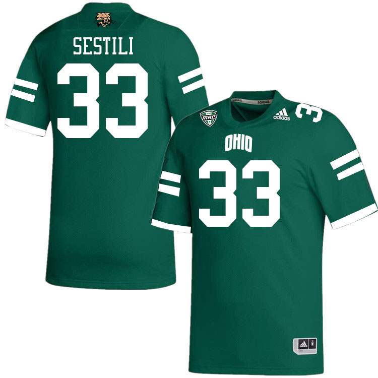 Ohio Bobcats #33 Brady Sestili College Football Jerseys Stitched-Green